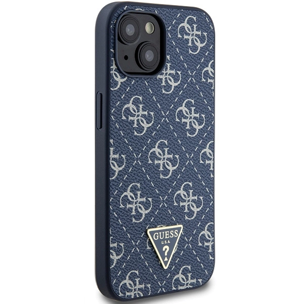 Etui Guess 4G Triangle Metal Logo na iPhone 15 Plus / 14 Plus - niebieskie