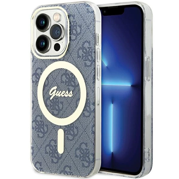 Etui Guess IML 4G MagSafe na iPhone 15 Pro - niebieskie