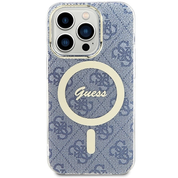 Etui Guess IML 4G MagSafe na iPhone 15 Pro - niebieskie