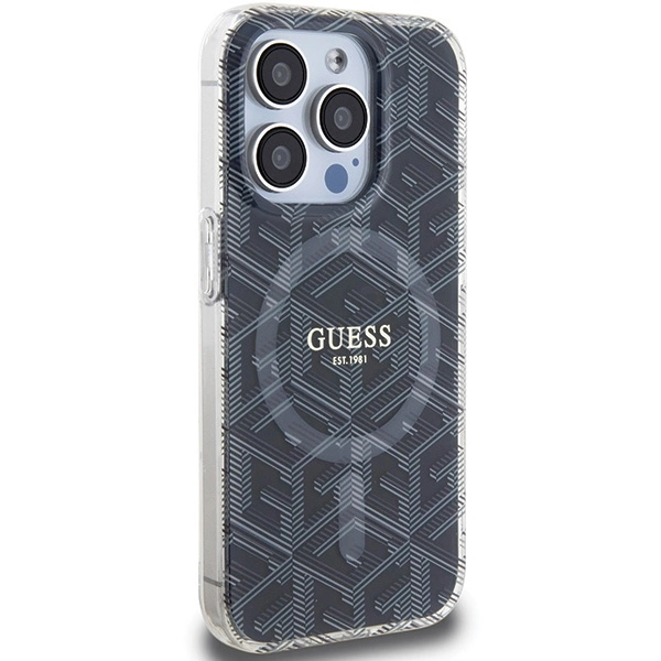 Etui Guess IML GCube MagSafe na iPhone 15 Pro - czarne