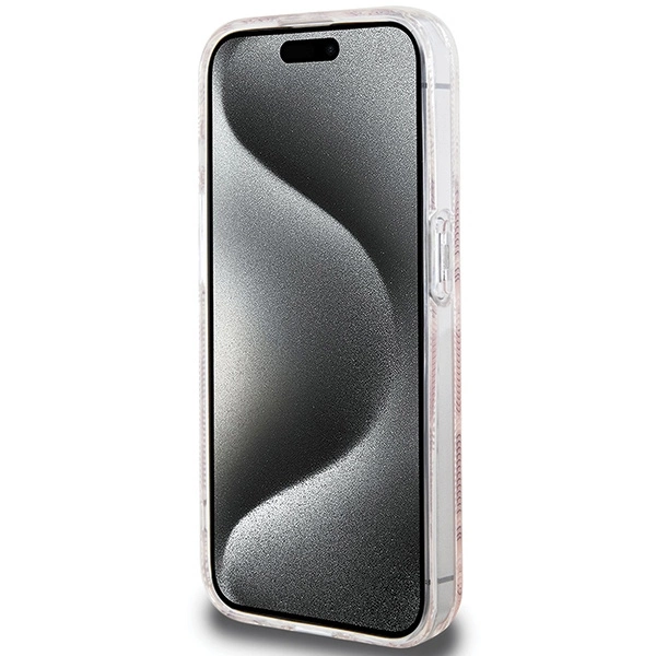 Etui Guess IML GCube MagSafe na iPhone 15 Pro - różowe