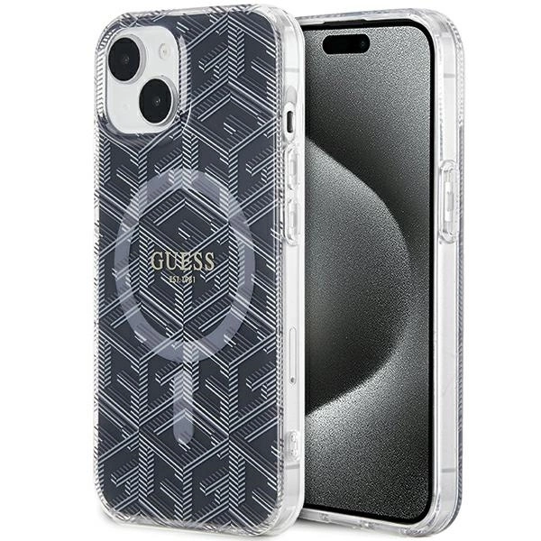 Etui Guess IML GCube MagSafe na iPhone 15 Plus / 14 Plus - czarne