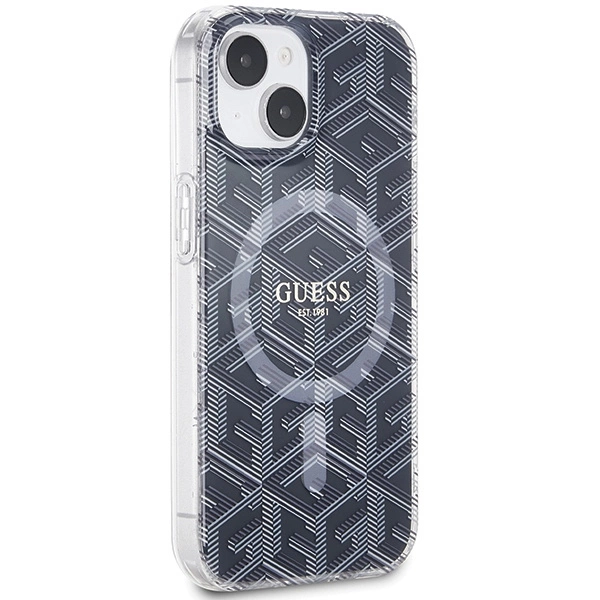 Etui Guess IML GCube MagSafe na iPhone 15 Plus / 14 Plus - czarne