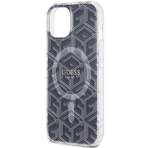 Etui Guess IML GCube MagSafe na iPhone 15 Plus / 14 Plus - czarne
