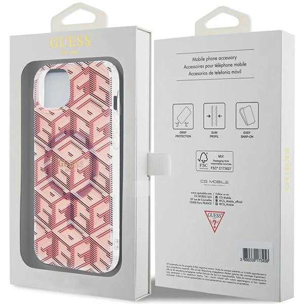 Etui Guess IML GCube MagSafe na iPhone 15 Plus / 14 Plus - różowe