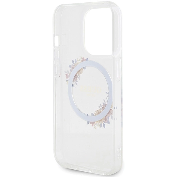 Etui Guess IML Flowers Wreatch MagSafe na iPhone 15 Pro Max - przezroczyste