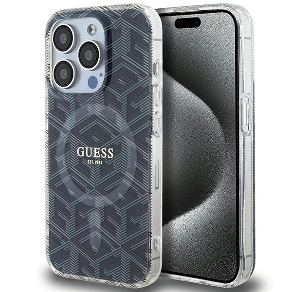 Etui Guess IML GCube MagSafe na iPhone 15 Pro Max - czarne