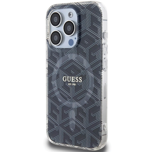 Etui Guess IML GCube MagSafe na iPhone 15 Pro Max - czarne