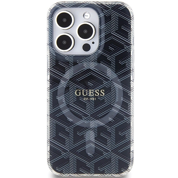 Etui Guess IML GCube MagSafe na iPhone 15 Pro Max - czarne