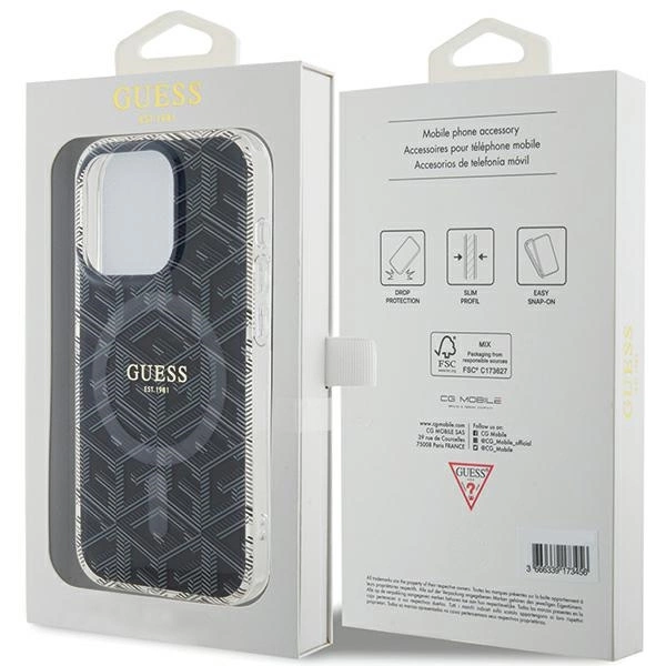 Etui Guess IML GCube MagSafe na iPhone 15 Pro Max - czarne