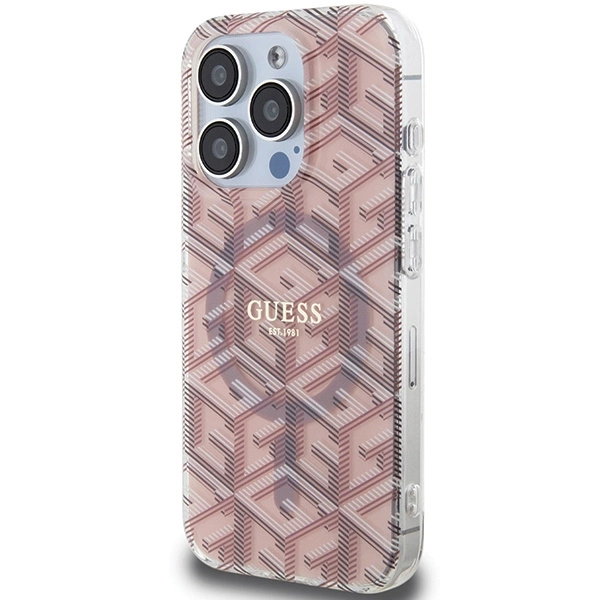 Etui Guess IML GCube MagSafe na iPhone 15 Pro Max - różowe