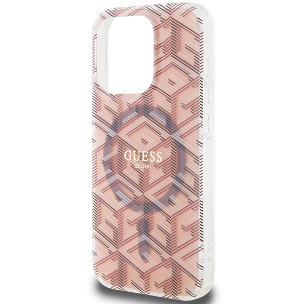Etui Guess IML GCube MagSafe na iPhone 15 Pro Max - różowe