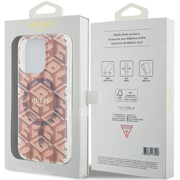 Etui Guess IML GCube MagSafe na iPhone 15 Pro Max - różowe