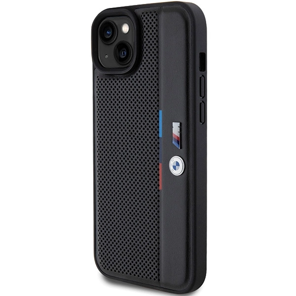Etui BMW Perforated Tricolor Line na iPhone 15 Plus / 14 Plus - czarne