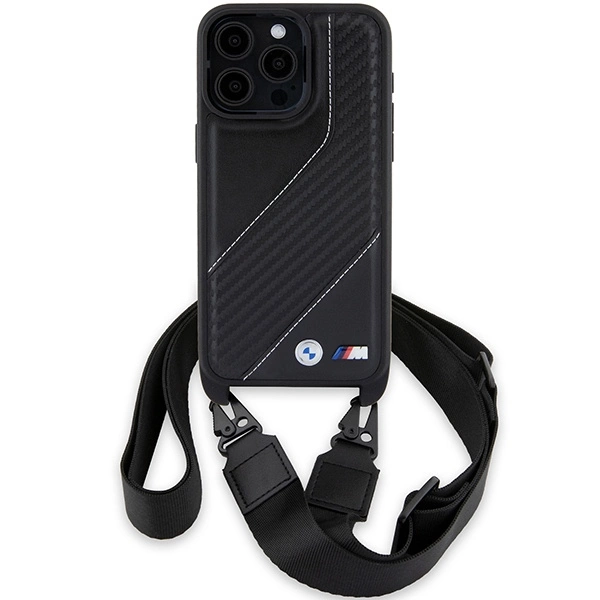 Etui BMW M Edition Carbon Stripe & Strap na iPhone 15 Pro Max - czarne