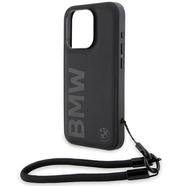 Etui BMW Signature Leather Wordmark Cord na iPhone 15 Pro Max - czarne