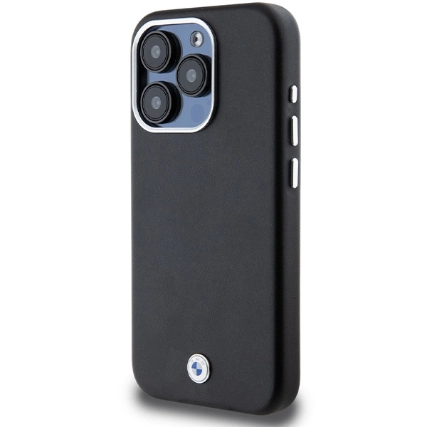Etui BMW Signature Wrapped Metal MagSafe na iPhone 15 Pro - czarne