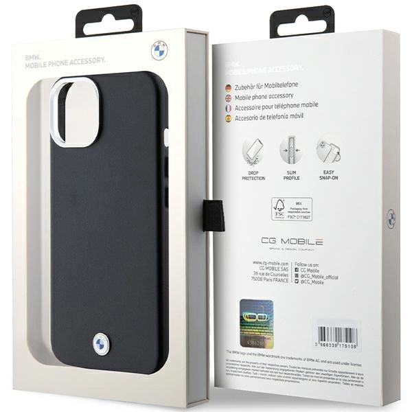 Etui BMW Signature Wrapped Metal MagSafe na iPhone 15 Plus / 14 Plus - czarne