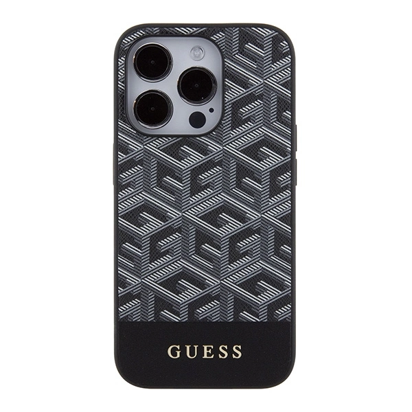 Etui Guess GCube Stripes MagSafe na iPhone 15 Pro Max - czarne