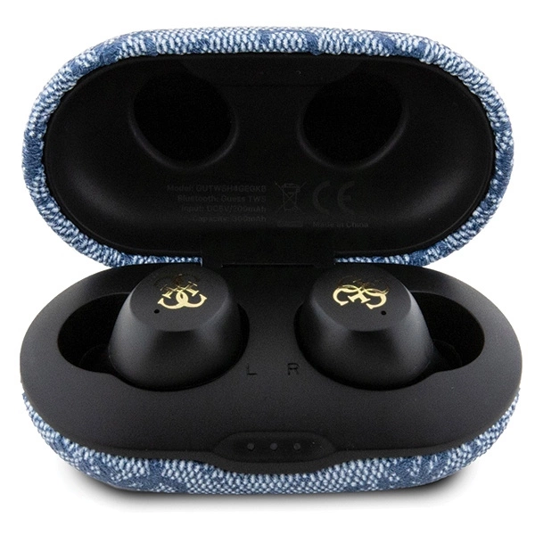 Słuchawki Bluetooth TWS Guess 4G Metal ze stacją dokującą ENC - niebieskie