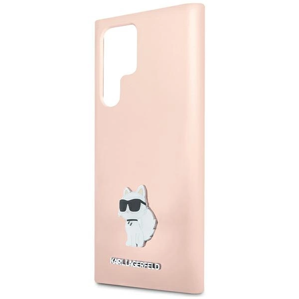 Etui Karl Lagerfeld Silicone Choupette Metal Pin na Samsung Galaxy S23 Ultra - różowe