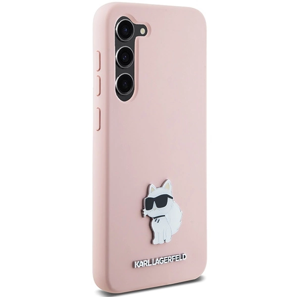 Etui Karl Lagerfeld Silicone Choupette Metal Pin na Samsung Galaxy S23+ - różowe
