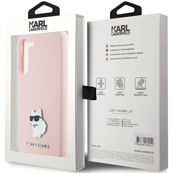Etui Karl Lagerfeld Silicone Choupette Metal Pin na Samsung Galaxy S23+ - różowe