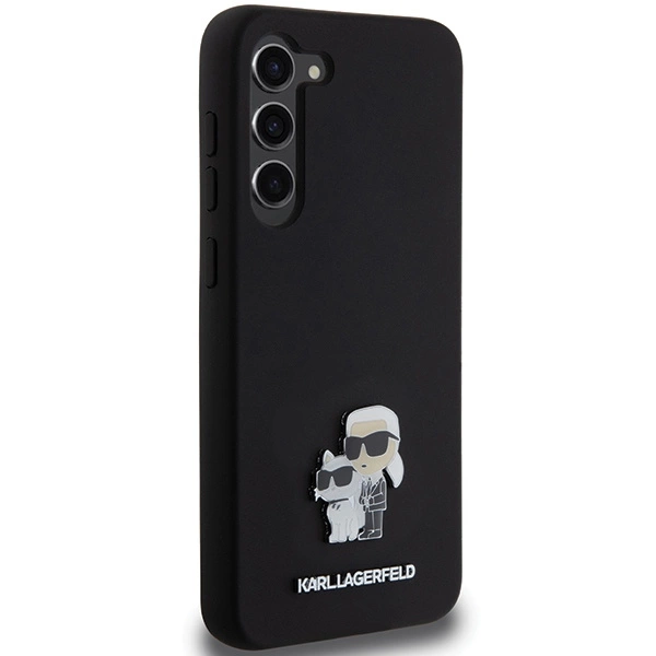 Etui Karl Lagerfeld Silicone Karl&Choupette Metal Pin na Samsung Galaxy S23+ - czarne