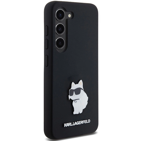 Etui Karl Lagerfeld Silicone Choupette Metal Pin na Samsung Galaxy S23 - czarne