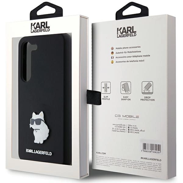 Etui Karl Lagerfeld Silicone Choupette Metal Pin na Samsung Galaxy S23 - czarne