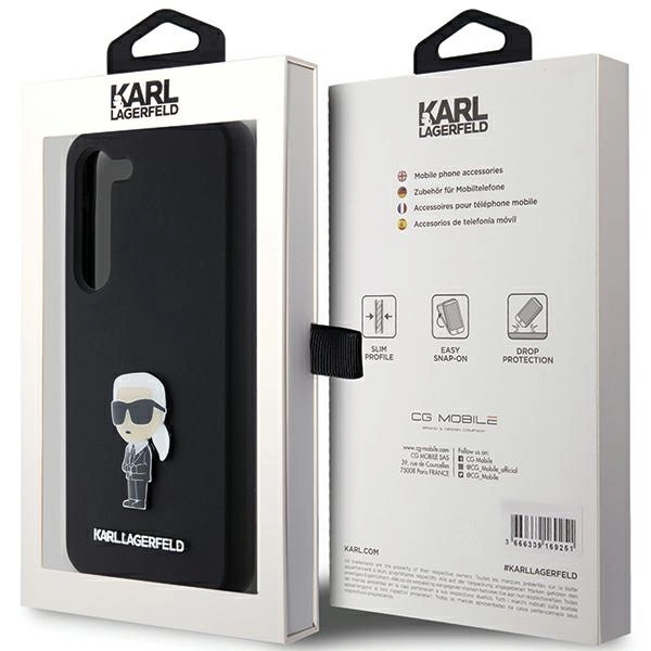 Etui Karl Lagerfeld Silicone Ikonik Metal Pin na Samsung Galaxy S23 - czarne