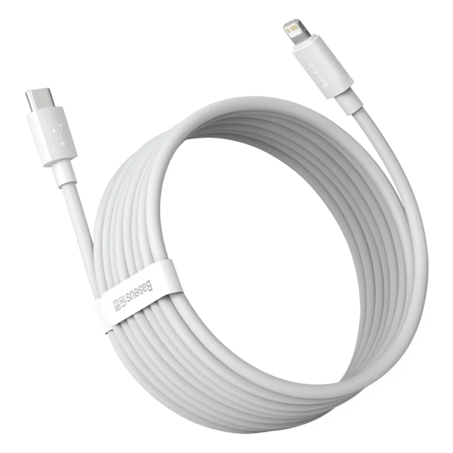 Kabel Baseus Simple Wisdom Lightning / USB-C 20W 1.5 m 2 szt. - biały