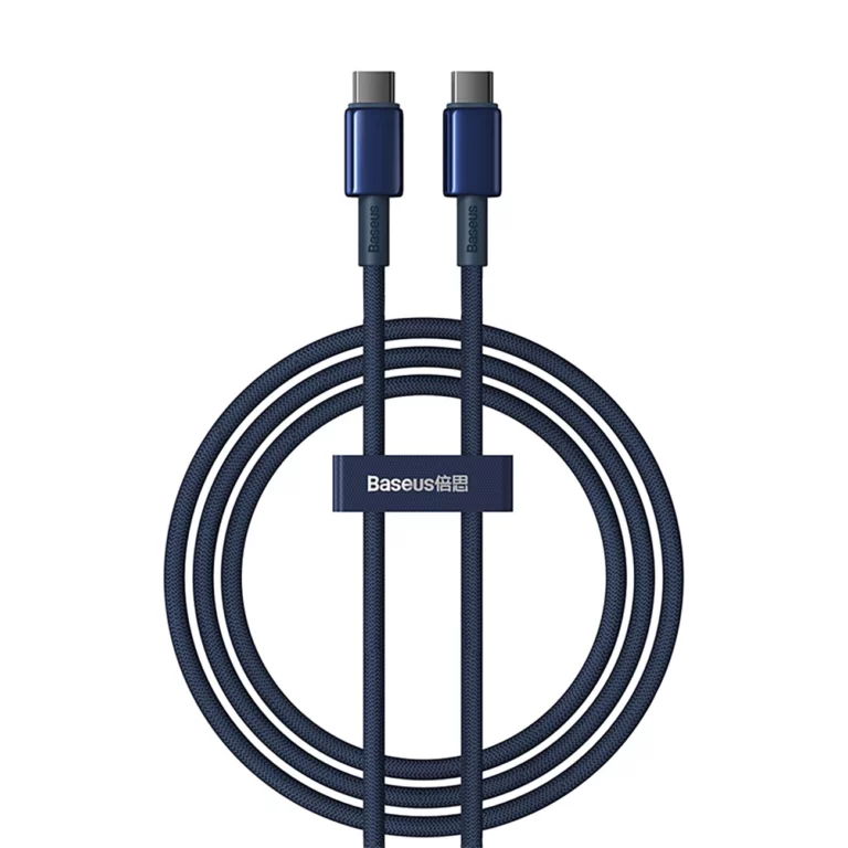 Kabel Baseus Tungsten Gold USB-C / USB-C 100W 1m - granatowy