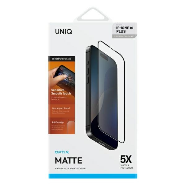 UNIQ Optix Matte iPhone 16 Plus / 15      Plus / 14 Pro Max 6.7" matowe szkło hartowane z aplikatorem