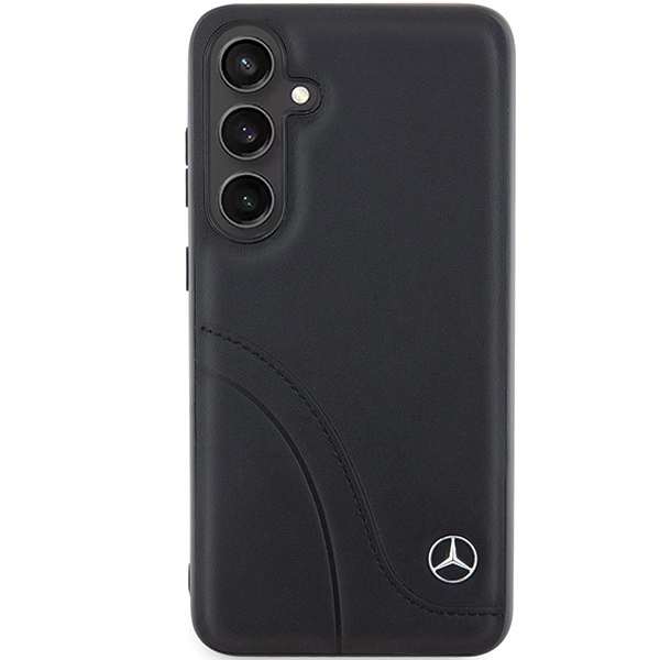 Etui Mercedes Leather Curved Stitches na Samsung Galaxy S24 - czarne