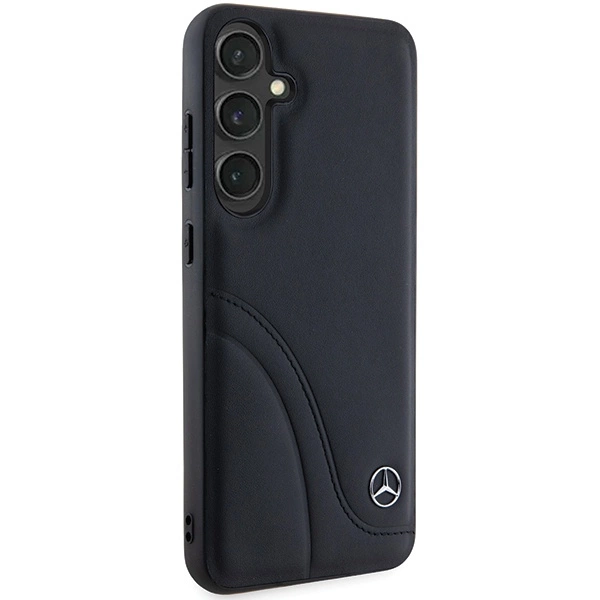 Etui Mercedes Leather Curved Stitches na Samsung Galaxy S24 - czarne
