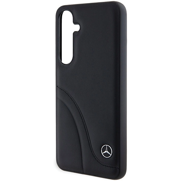 Etui Mercedes Leather Curved Stitches na Samsung Galaxy S24 - czarne