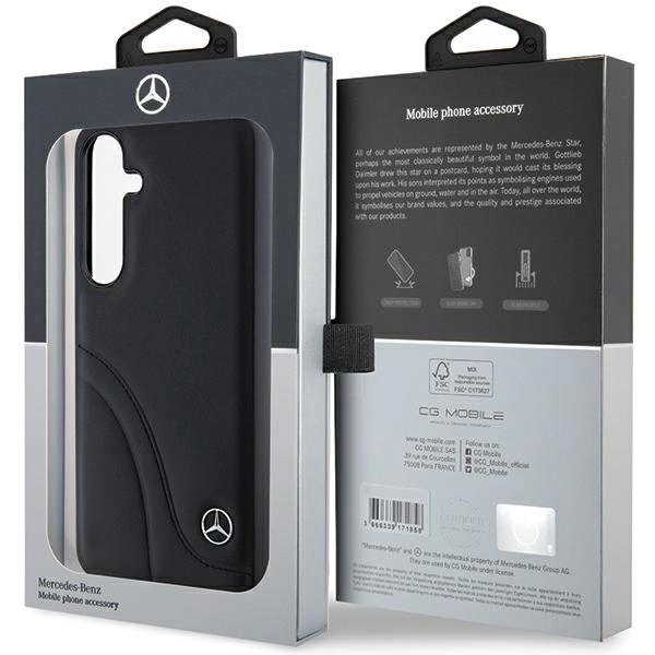 Etui Mercedes Leather Curved Stitches na Samsung Galaxy S24 - czarne