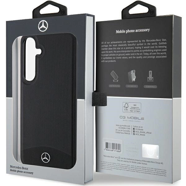 Etui Mercedes Leather Textured & Plain MagSafe na Samsung Galaxy S24+ - czarne