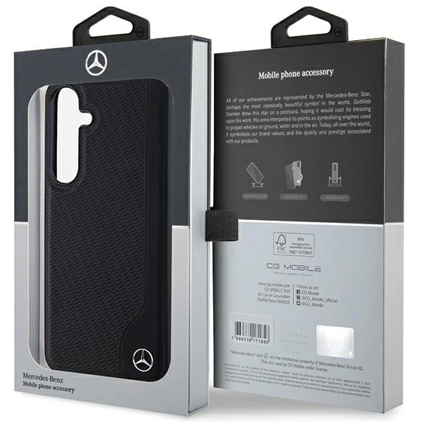 Etui Mercedes Leather Debossed Line MagSafe na Samsung Galaxy S24+ - czarne