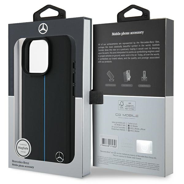 Mercedes MEHMP16L23RURBK iPhone 16 Pro  6.3" czarny/black hardcase MB Blue Line Leather MagSafe