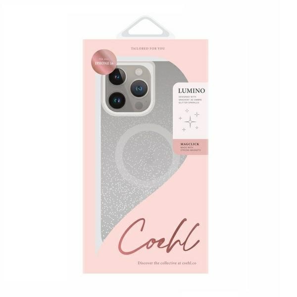 UNIQ etui Coehl Lumino iPhone 16 6.1" Magnetic Charging srebrny/sparkling silver