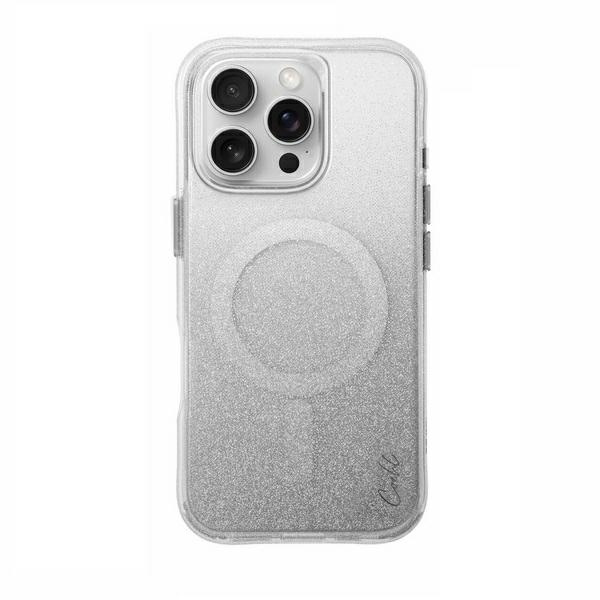 UNIQ etui Coehl Lumino iPhone 16 Pro 6.3" Magnetic Charging srebrny/sparkling silver