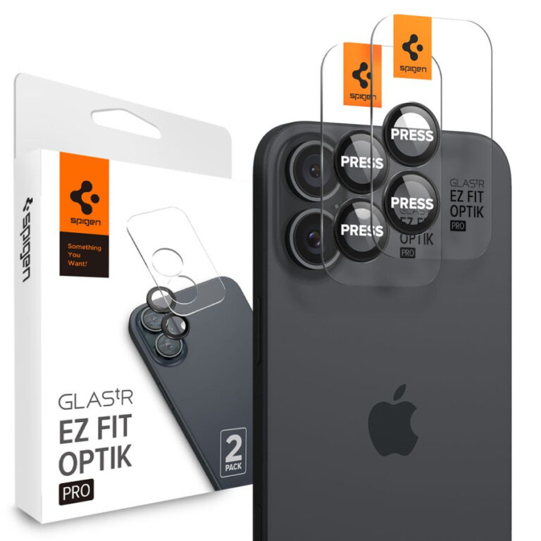Szkło hartowane na Spigen Glass tR EZ Fit Optik Pro na aparat do iPhone 16 Plus (2 szt.) - czarne