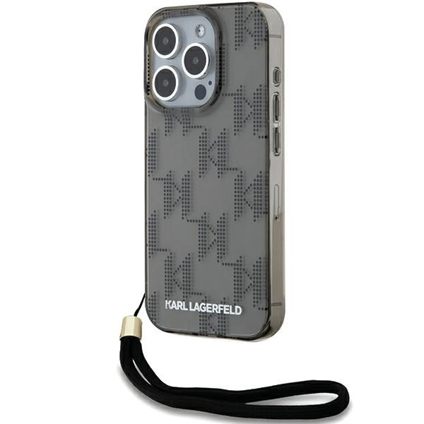 Etui Karl Lagerfeld IML Mono KL Pattern & Cord na iPhone 15 Pro - czarne