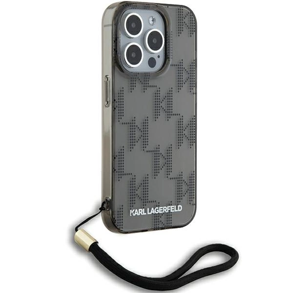 Etui Karl Lagerfeld IML Mono KL Pattern & Cord na iPhone 15 Pro - czarne