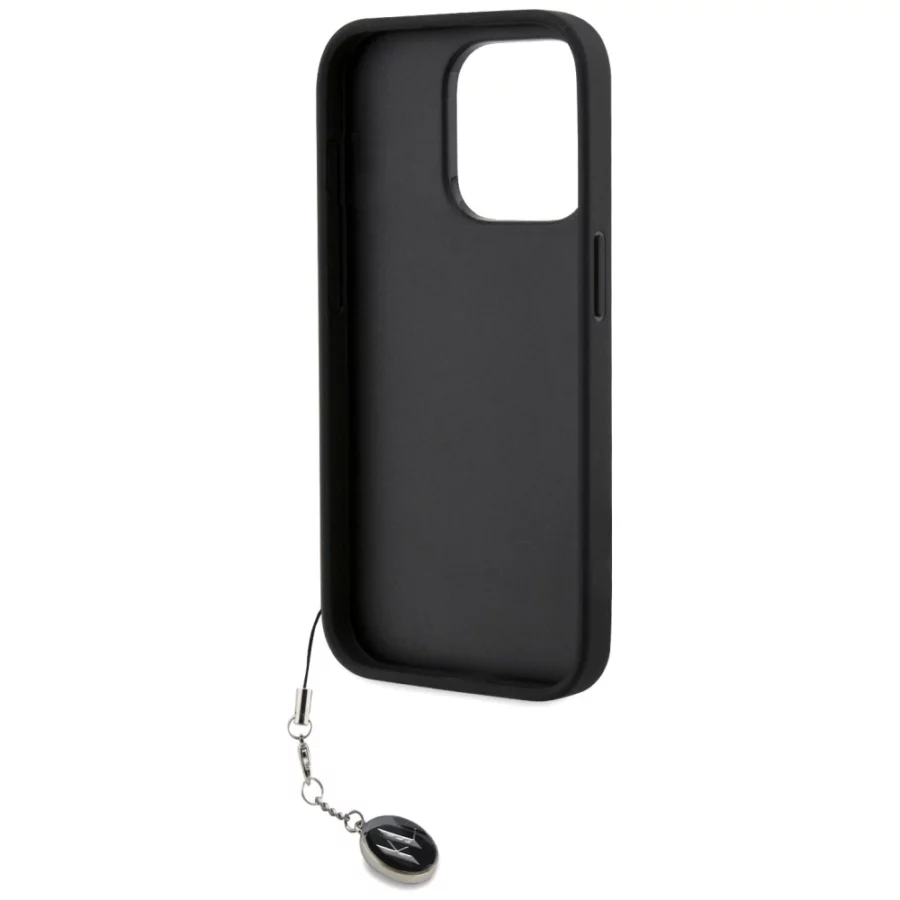 Etui Karl Lagerfeld Saffiano Rhinestones & Charm na iPhone 15 Pro - czarne