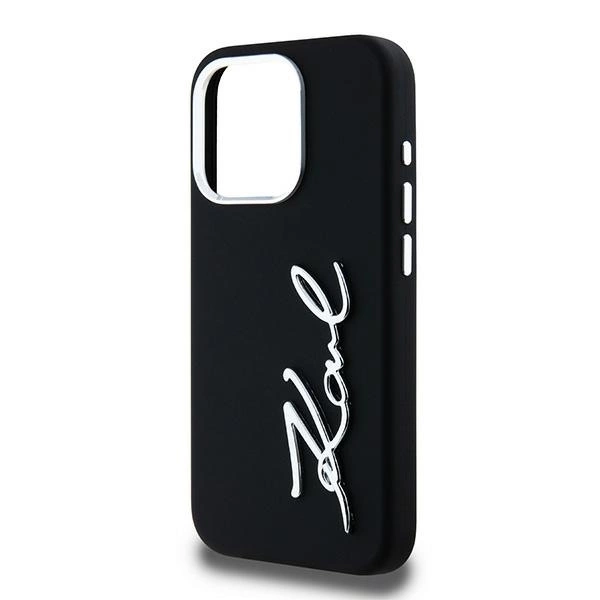 Etui Karl Lagerfeld Silicone Metal Script Logo na iPhone 15 Pro - czarne
