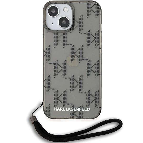 Etui Karl Lagerfeld IML Mono KL Pattern & Cord na iPhone 15 / 14 / 13 - czarne