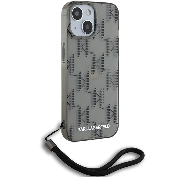 Etui Karl Lagerfeld IML Mono KL Pattern & Cord na iPhone 15 / 14 / 13 - czarne